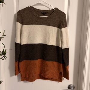 George Women's Striped Sweater - Brown, Cream, and Orange